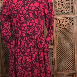 Vintage Laura Ashley Heavy Cotton Red Black Dress
